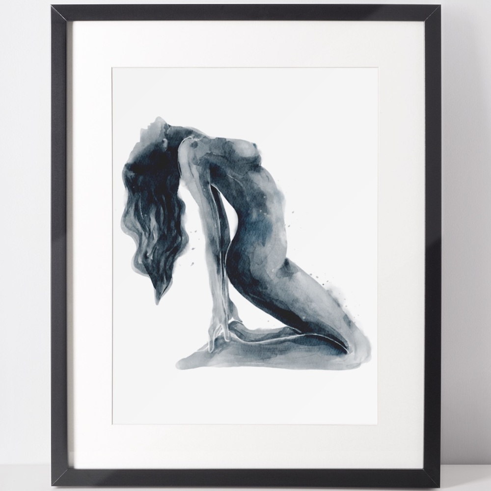 Watercolor Abstract Nude Woman Portrait Print Poster Unframed - Picture 3 of 8